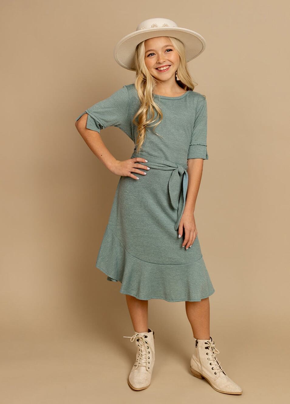 Joyfolie Mia Joy Jaliyah Dress in Island Sage Girl’s Size 6